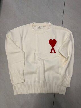 Ami white crew-neck sweater